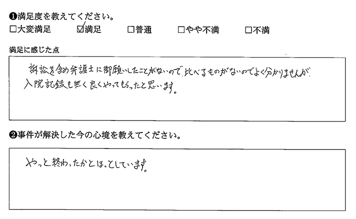 入院記録も無く、良くやってもらいました