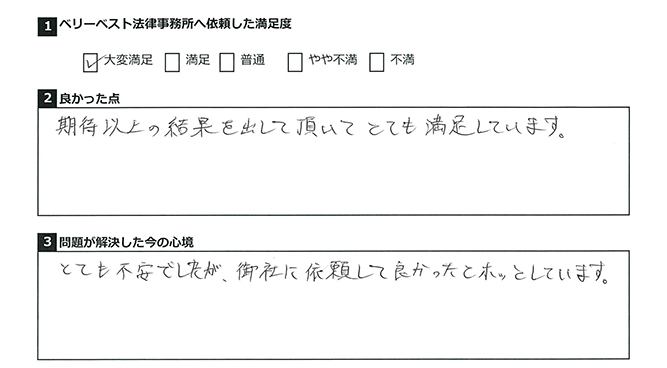 期待以上の結果で、お願いして良かったと思う