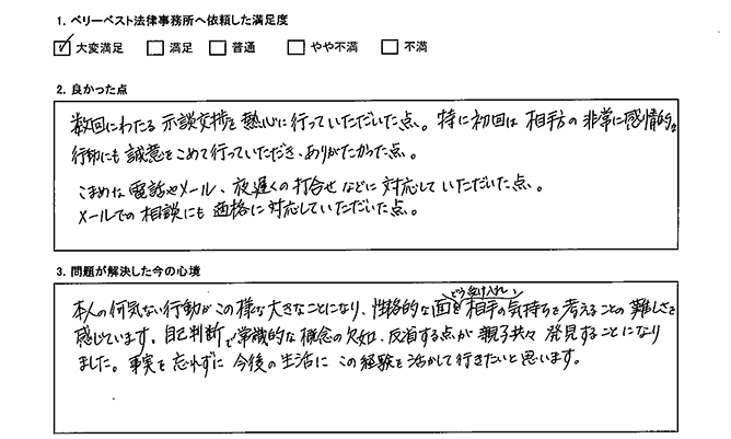 熱心な示談交渉、こまめな対応がありがたかった